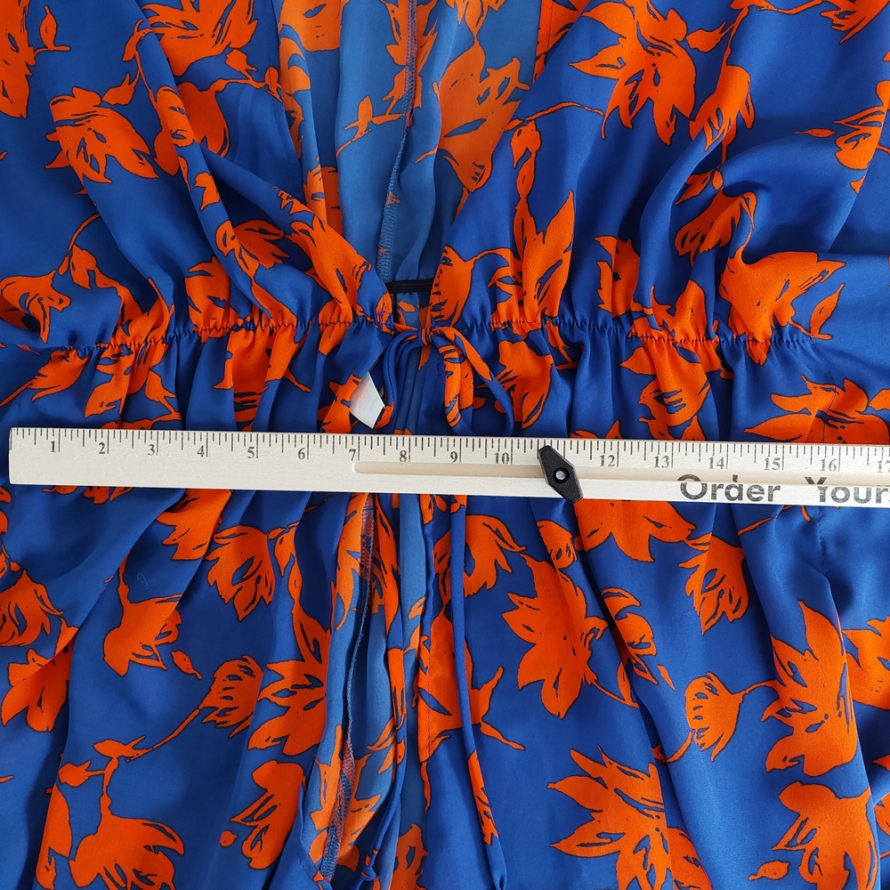 Peach Love California Blue & Orange Floral Kimono Cover-Up Medium - Picture 6 of 7